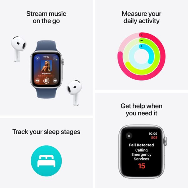 Apple Watch SE (2nd Gen, 2023) [GPS 44mm] Smartwatch with Starlight Aluminum Case with Starlight Sport Band. Fitness & Sleep Tracker, Crash Detection, Heart Rate Monitor, Retina Display - Image 2